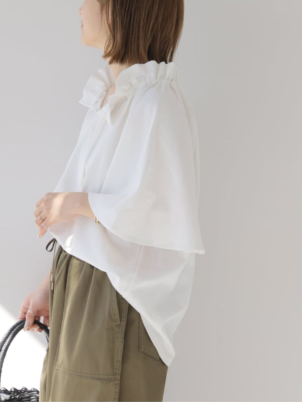 WEB限定追加》フリルリボンTシャツのコーディネートスナップ（makoto