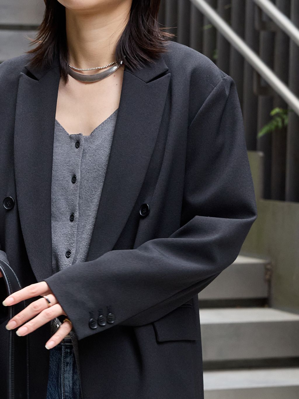 追加3》ウールライクストレッチジャケットのコーディネートスナップ