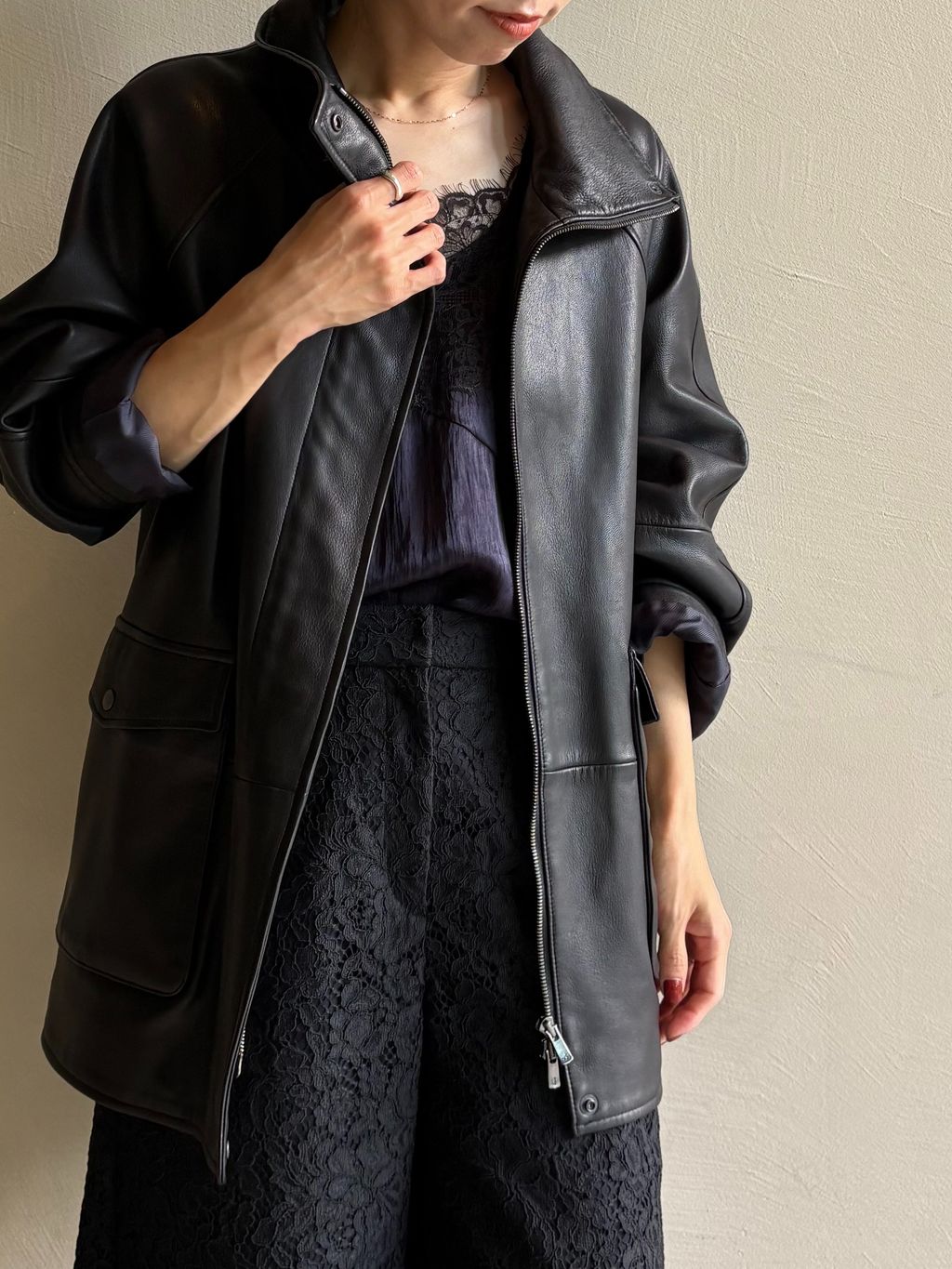 予約》Lamb ハイネックブルゾンのコーディネートスナップ（yosshi