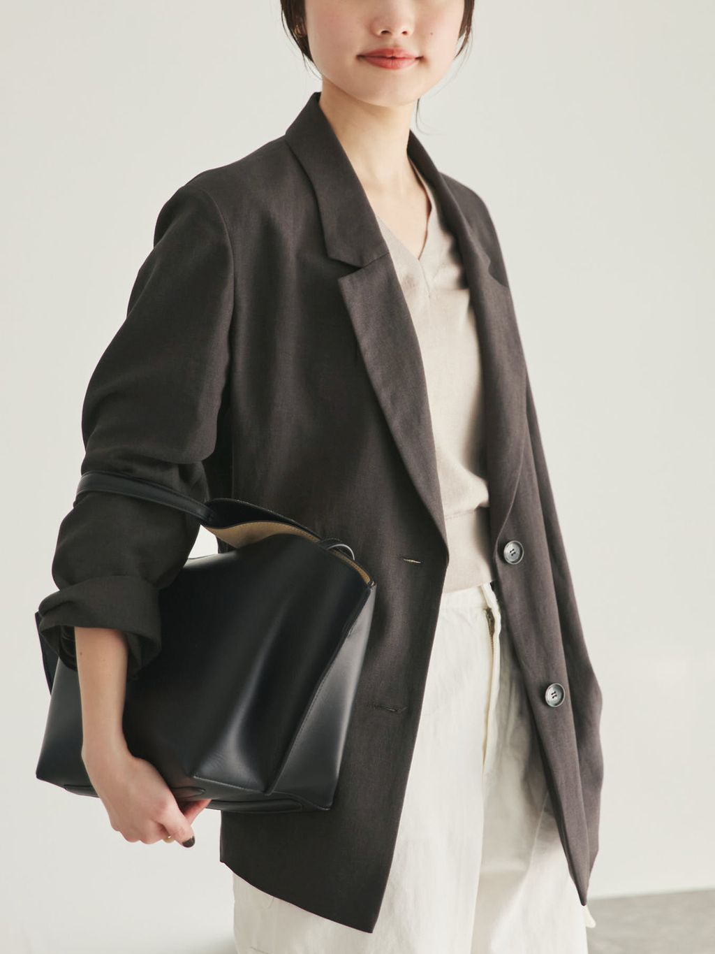 sandy linen 混 ジャケットのコーディネートスナップ（mizuka）｜Plage