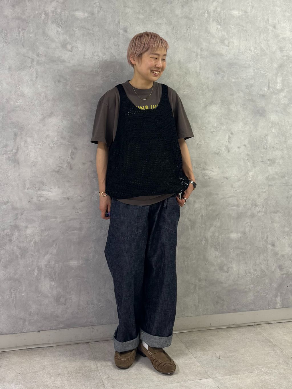 予約》10OZデニム ARMYビッグパンツのコーディネートスナップ（E.M