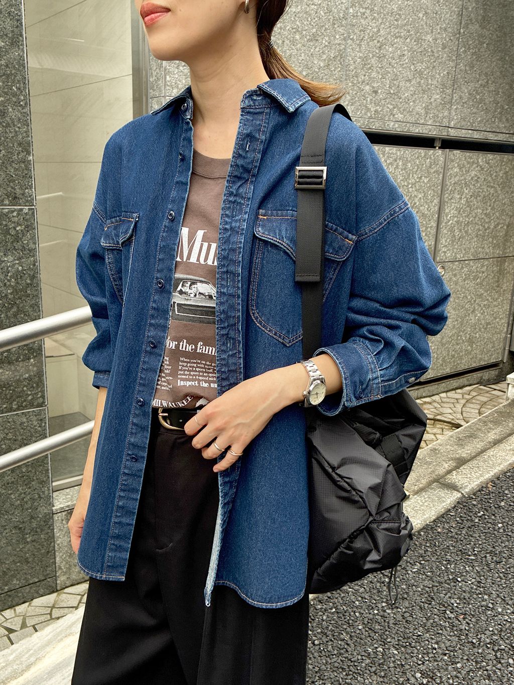 WEB限定/追加》LE DENIM BDUデニムシャツのコーディネートスナップ