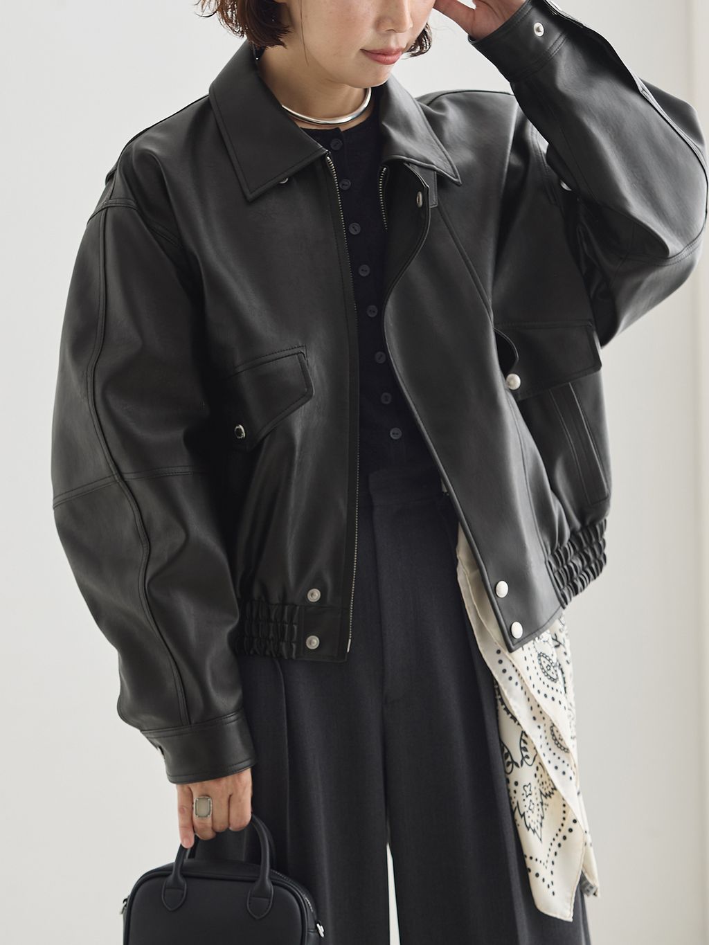 予約》DUNST/ダンスト UNISEX CROPPED ALTER-LEATHER BLOUSON