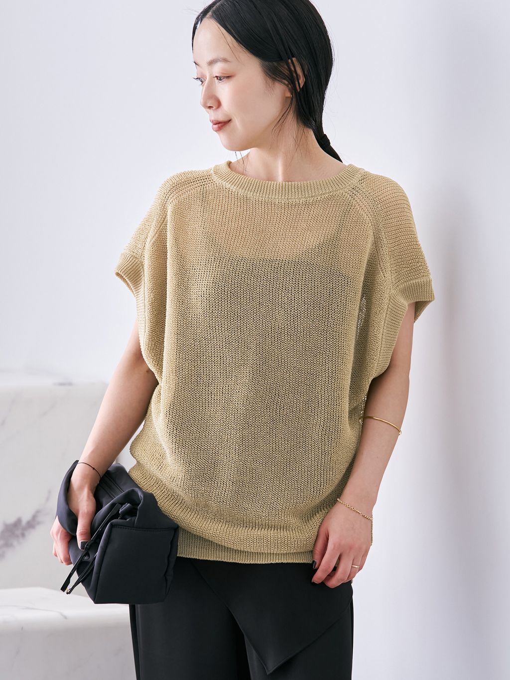 2WAY カタアゼ KNIT ベストのコーディネートスナップ（midori）｜Plage