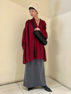 リネンコットンピンタックギャザーブラウスのコーディネートスナップ 