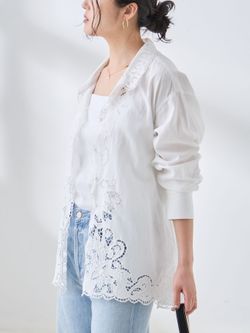 追加予約》刺繍レースシャツのコーディネートスナップ（KAMAKARI