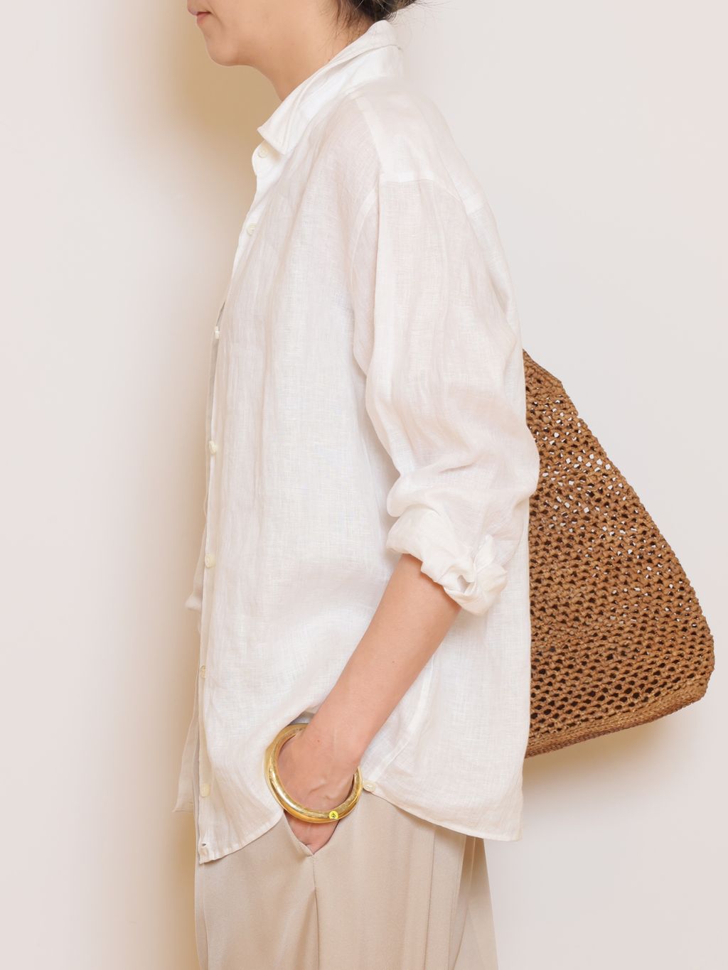 LINEN WASH CACHE シャツのコーディネートスナップ（MUSE）｜MUSE de