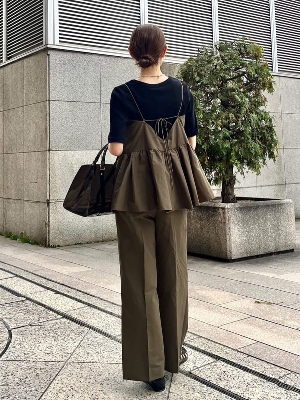グログラン クロップドパンツのコーディネートスナップ（momoko