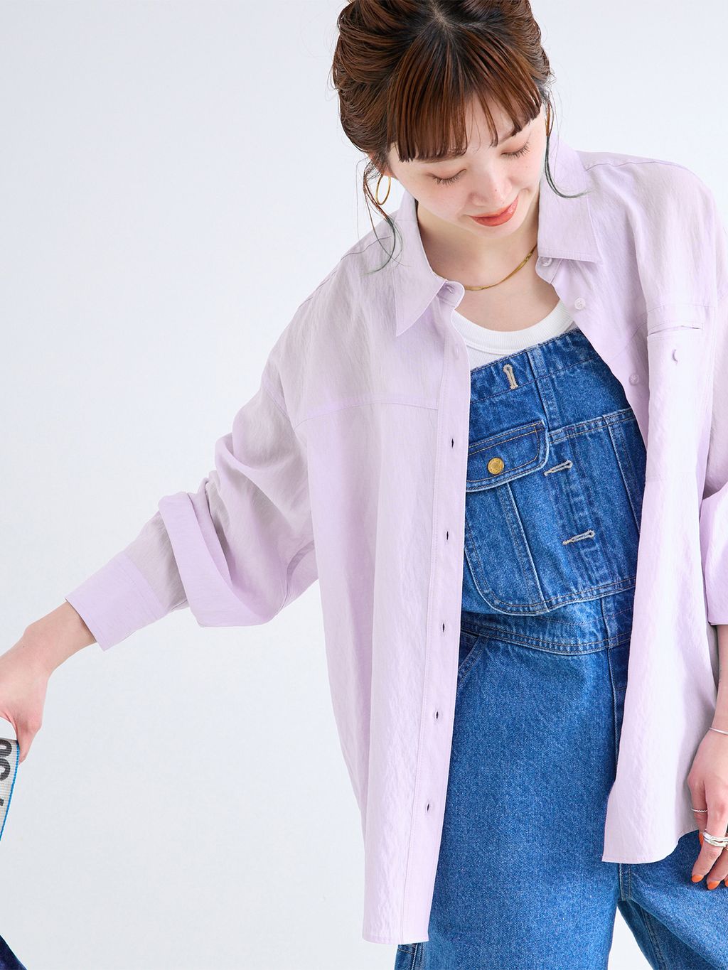 予約》手洗い可 / シアーヘザーオーバーシャツのコーディネート