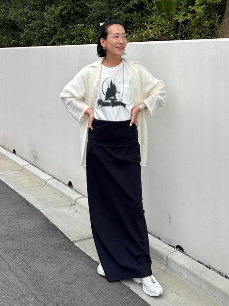 追加3》[THE MOOD]スラブボーダーロングTシャツのコーディネート