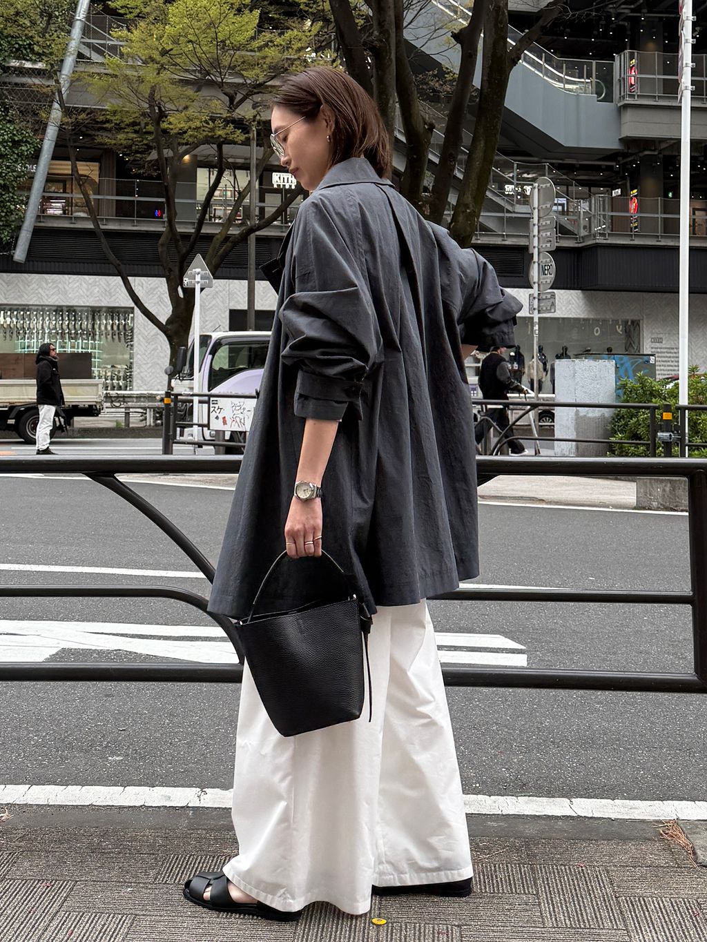 【美品】  ​SLOBE IENA / スローブイエナ | 2023SS | AMERICAN VINTAGE / アメリカンヴィンテージ ハーフスリーブニット | S | グレー | レディース SLOBE IENA（スローブイエナ） ニット セーター 刺しゅうロゴニット