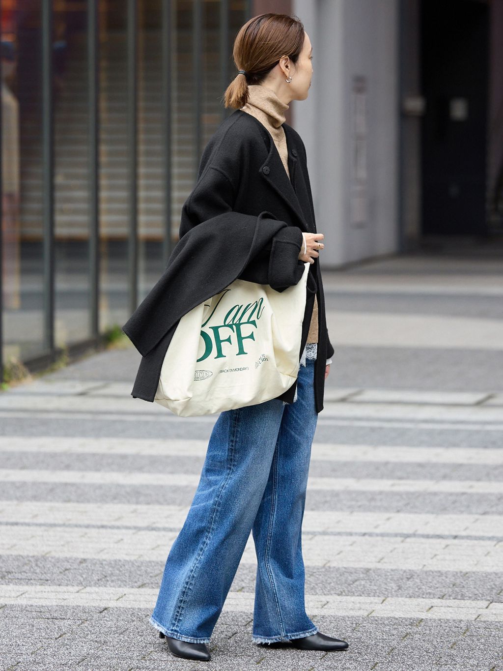 ストール付き》SUPER140 ダブルフェイスノーカラーコート・ストールの