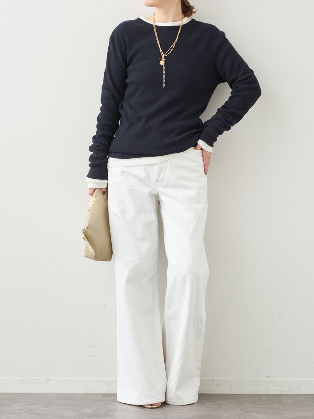 WOOLY WAFFLE プルオーバーのコーディネートスナップ（MIZU