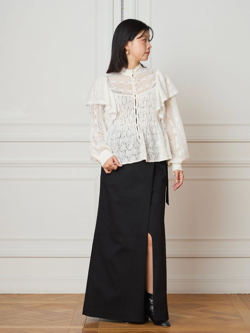 IENA イエナ LA BOUCLE レースブラウス IENA LA BOUCLE レースオンレースブラウスのコーディネートスナップ