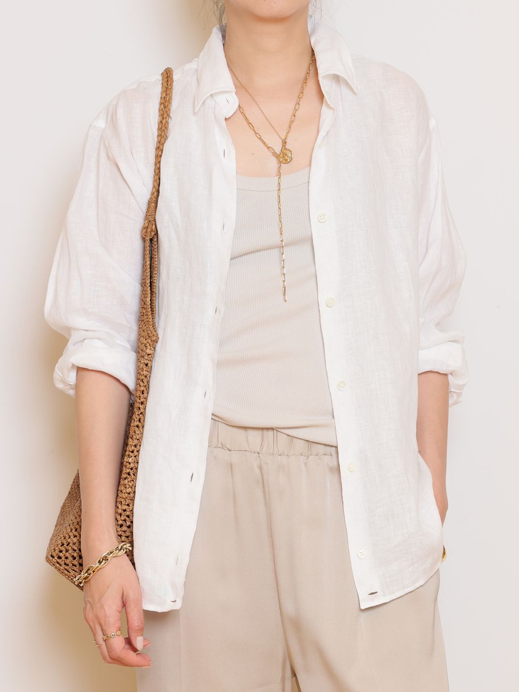LINEN WASH CACHE シャツのコーディネートスナップ（MUSE）｜MUSE de