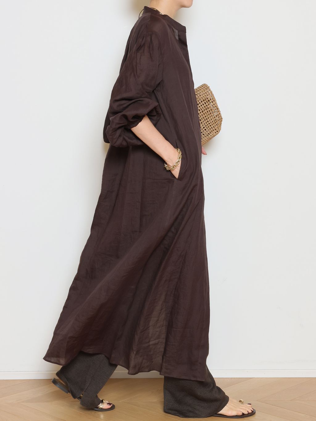 Col Pierrot/コル ピエロ】Ramie Volume Sleeve ワンピースの 