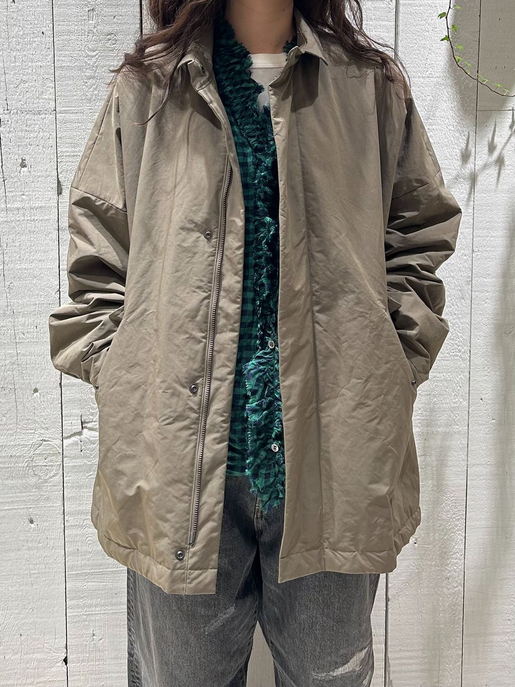 ウェザー スタンドカラーハーフコートのコーディネートスナップ（N.H