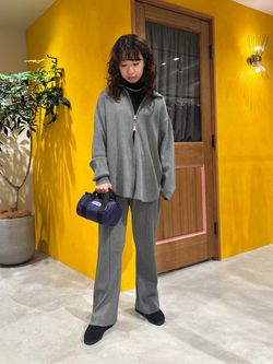 2点SET ジップニットシャツ×パンツセットアップのコーディネート