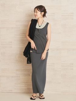 Cotton chiffon maxi ワンピースのコーディネートスナップ（yoshie