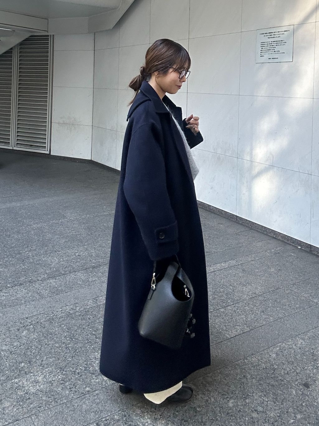 ヤクウールリバーバルカラーコートのコーディネートスナップ（sugisaki