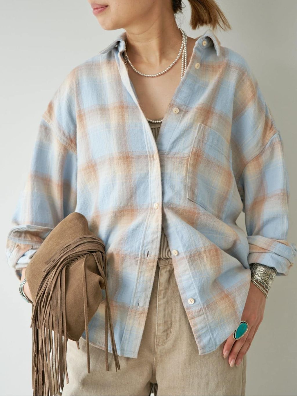 Vintage Check シャツ 4のコーディネートスナップ（MIO）｜Deuxieme