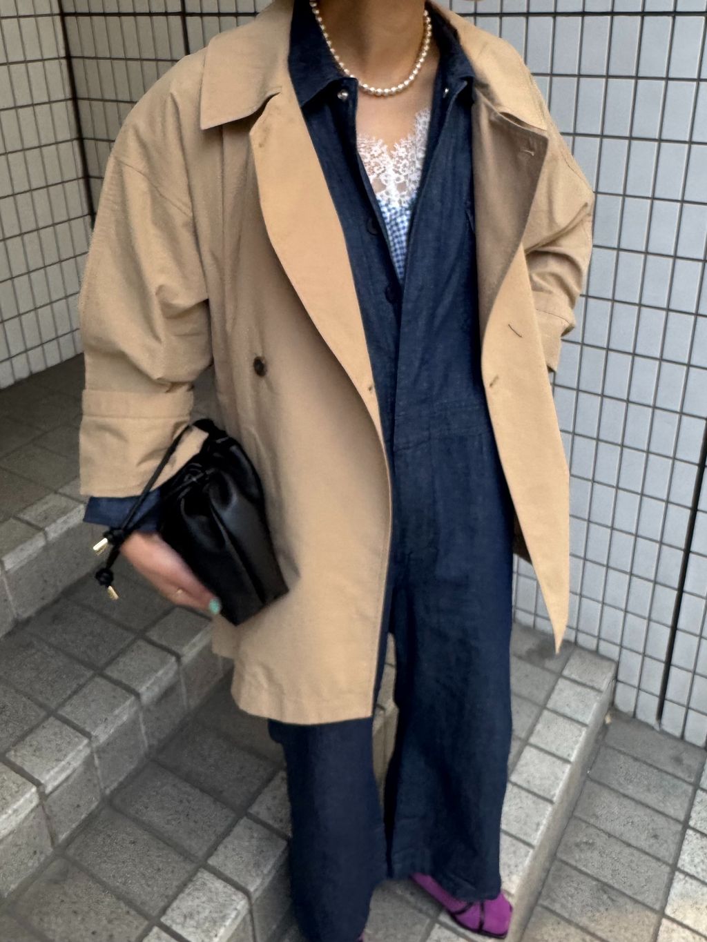 追加》コットンニュアンストレンチコートのコーディネートスナップ