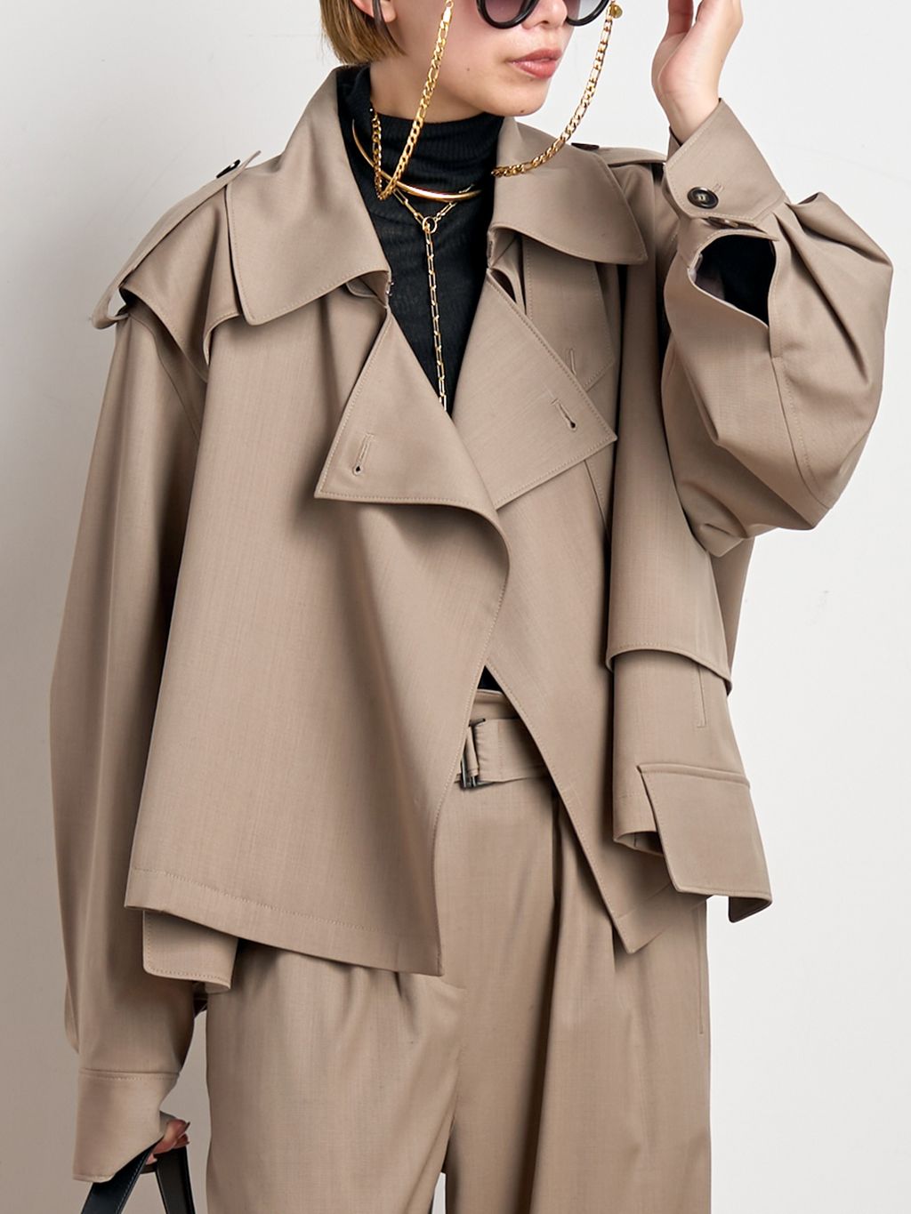 予約》【MINITZ/ミニッツ】別注SHORT TRENCH JACKETのコーディネート