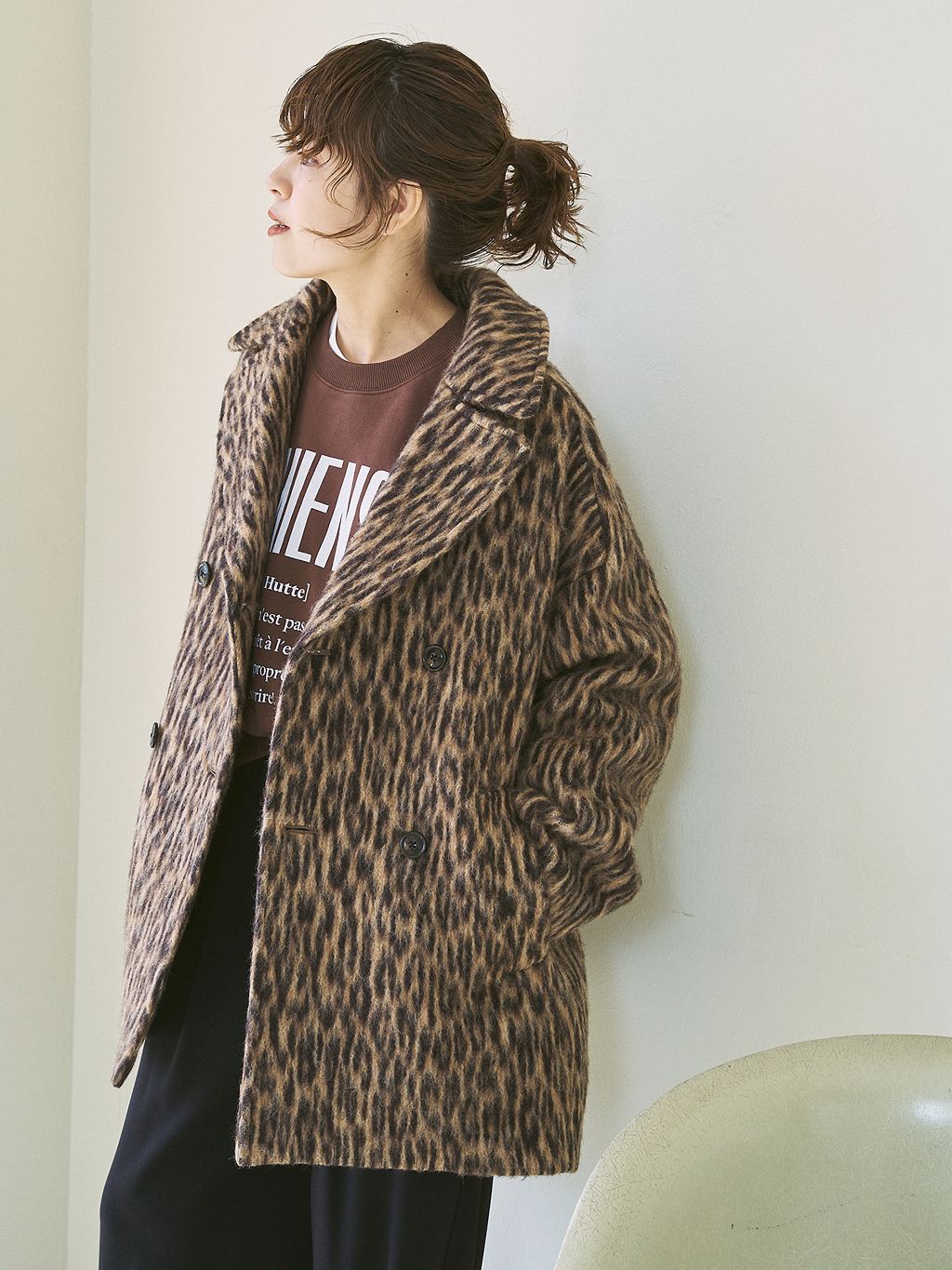 TICCA / ティッカ レオパードシャギーピーコート 0243410252の