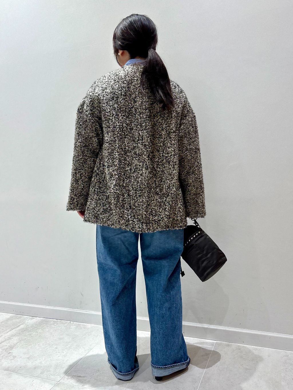 ループヤーンノーカラージャケットコートのコーディネートスナップ