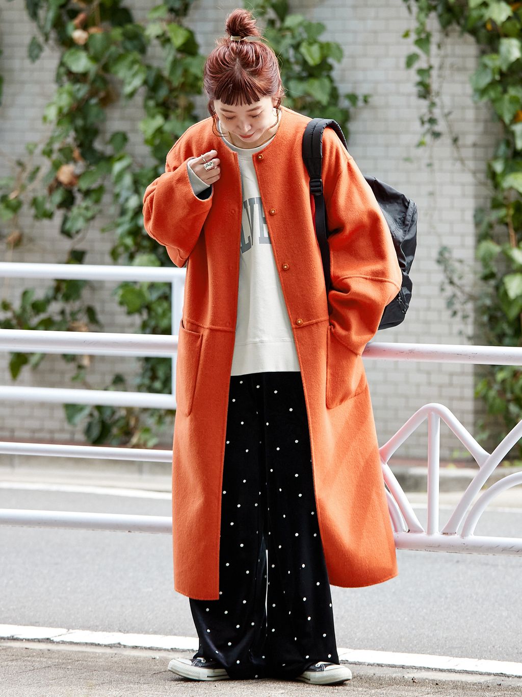 S120ブレンドリバーシブルコートのコーディネートスナップ（Kanako
