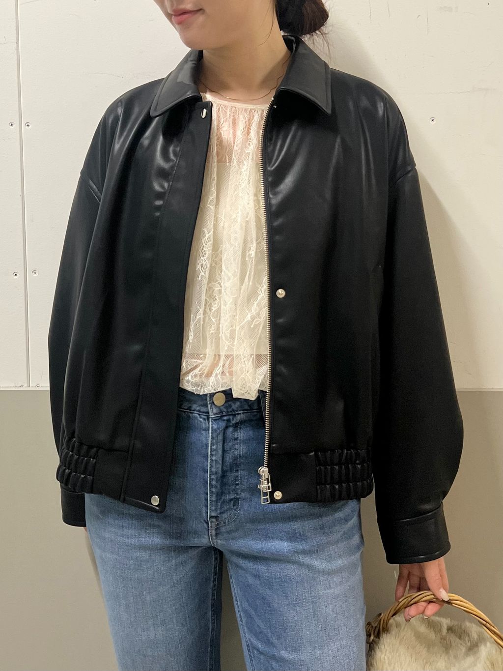 予約/シリーズあり》FAKEレザーブルゾンのコーディネートスナップ