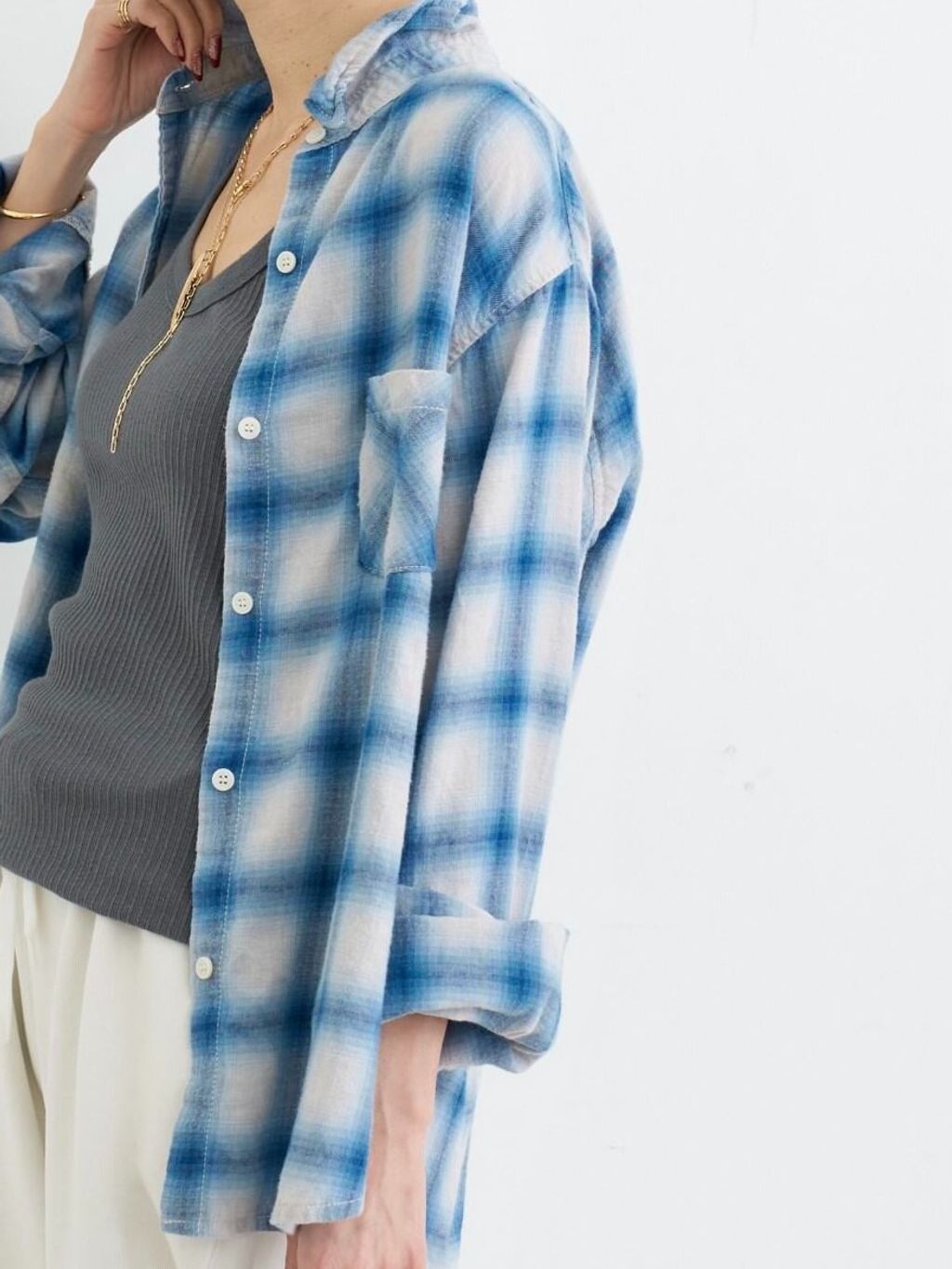 REMI RELIEF/レミ レリーフ】 OMBRE CHECK SHIRTのコーディネート