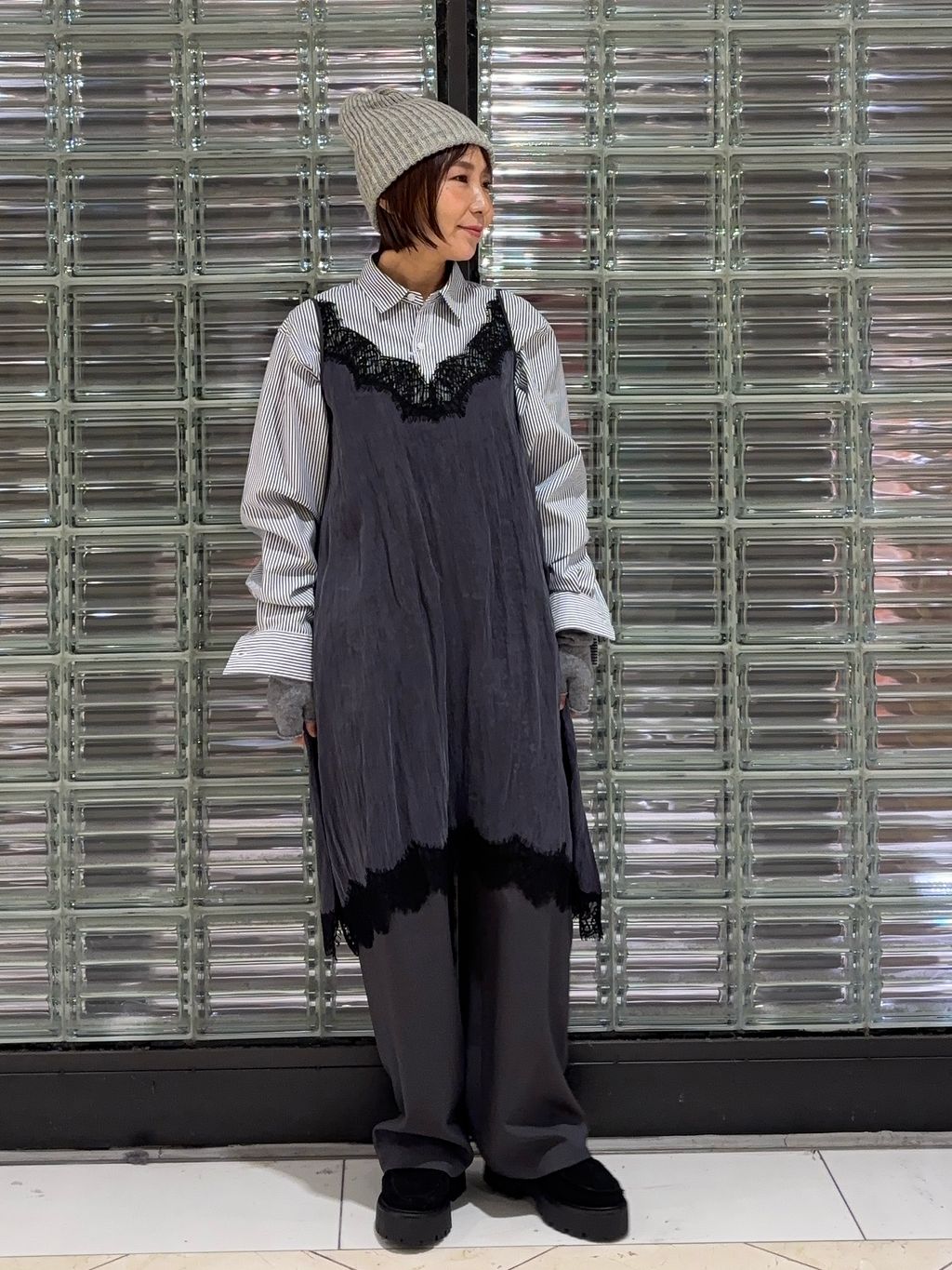 フィブリルリヨセルキャミワンピースのコーディネートスナップ（NAKAI