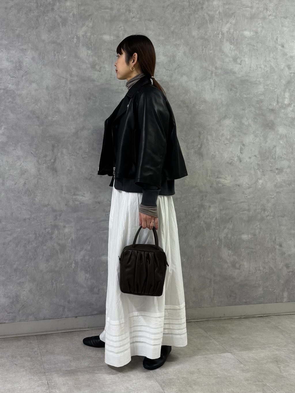 追加予約2》レザー ショートライダースジャケットのコーディネート