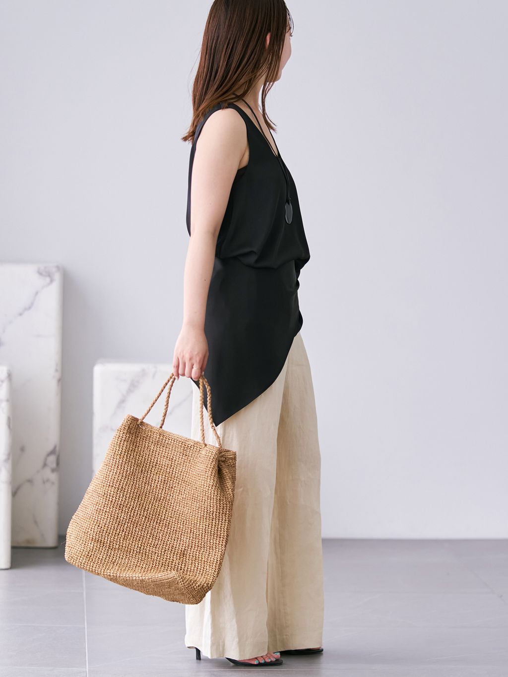 予約》dull satin scarf set タンクのコーディネートスナップ（chihiro