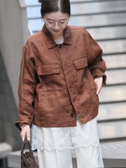 追加予約》リネンミリタリージャケットのコーディネートスナップ（Onda