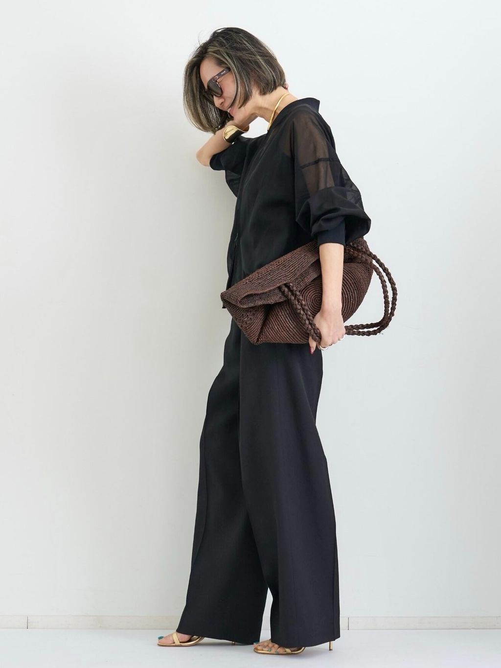 L'Appartement 【Col Pierrot /コル ピエロ】スウェット Col Pierrot/コル ピエロ】 2WAY PLEATS BLOUSE（シャツ／ブラウス