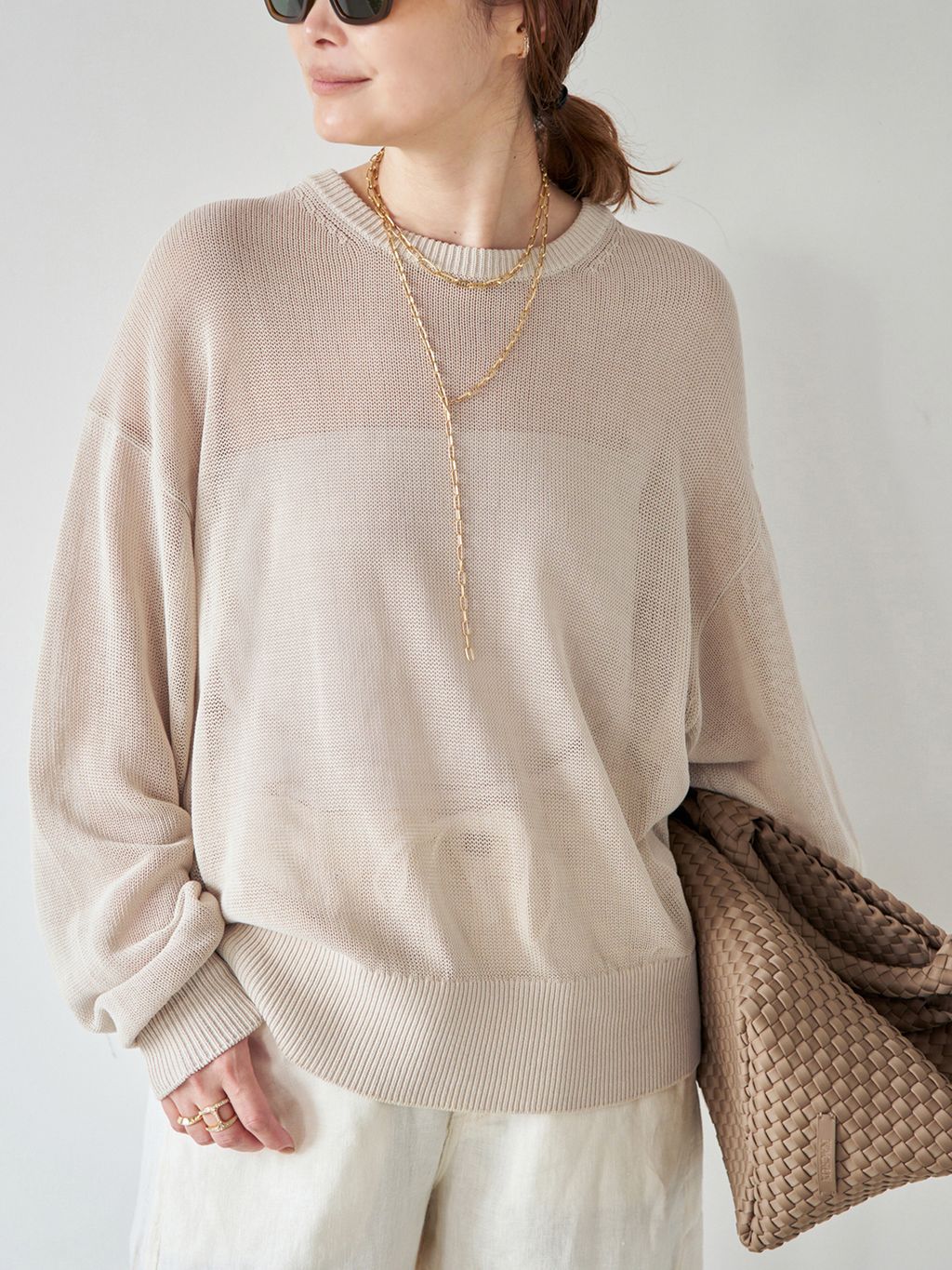 Deuxieme Classe TONIC クルーネック プルオーバー ベージュ TONIC クルーネック プルオーバーのコーディネートスナップ（MIZU