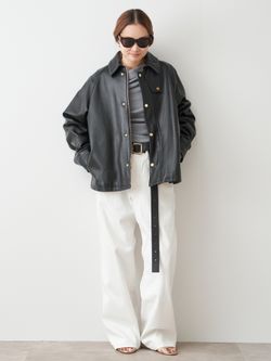 追加 CINQUANTA レザーブルゾンのコーディネートスナップ（MIZU