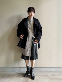 予約》スタンドカラーウールコートのコーディネートスナップ（yosshi