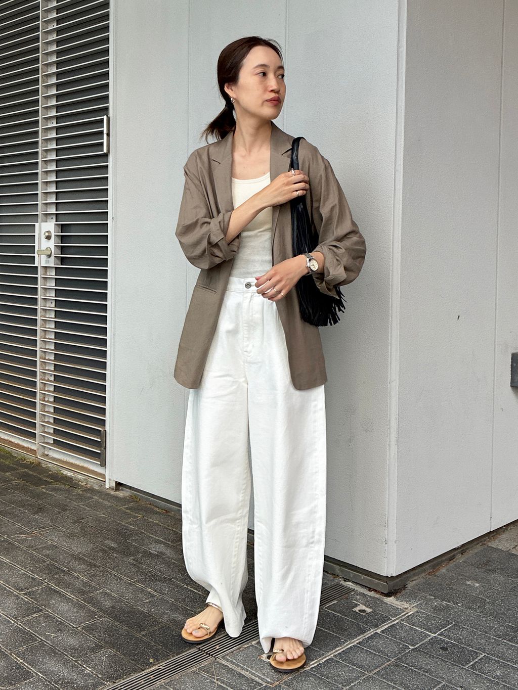 SLOBE IENA テーラードジャケット　38 アイボリーブラウン 36.38サイズ展開》リネンレーヨンシングルテーラードジャケットの
