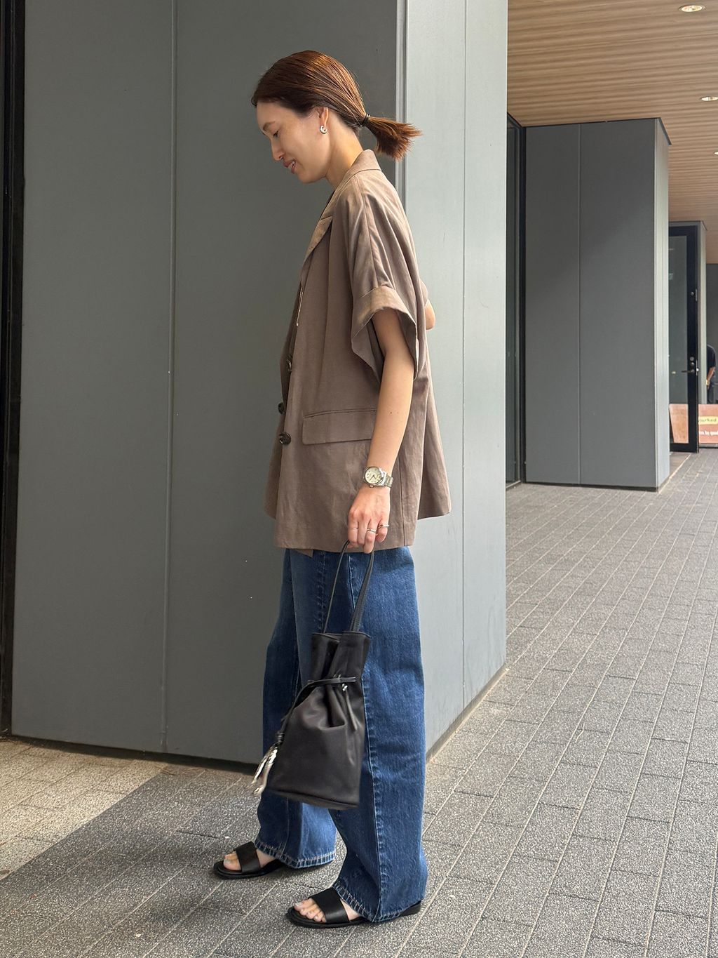 セットアップ対応可/追加》リネン混ハーフスリーブジャケットの