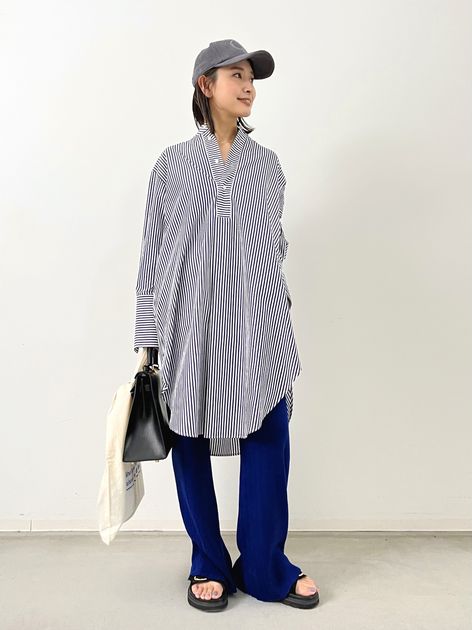ベイクルーズ ❣️l’appartementストライプ柄 長袖シャツ Stripe Long Shirtのコーディネートスナップ（PR Sasaki）｜L