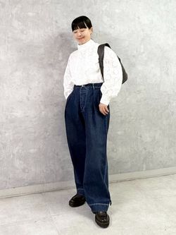 ローンレース ハイネックパフブラウスのコーディネートスナップ（K.H