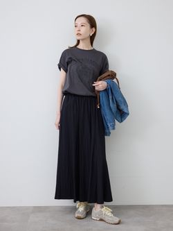 予約》ナイロンワッシャー切り替えギャザースカートのコーディネート