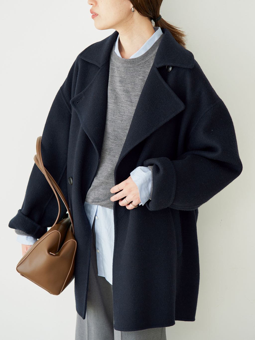 シリーズあり/追加予約》souple wool ダブルフェイスミドルコートの