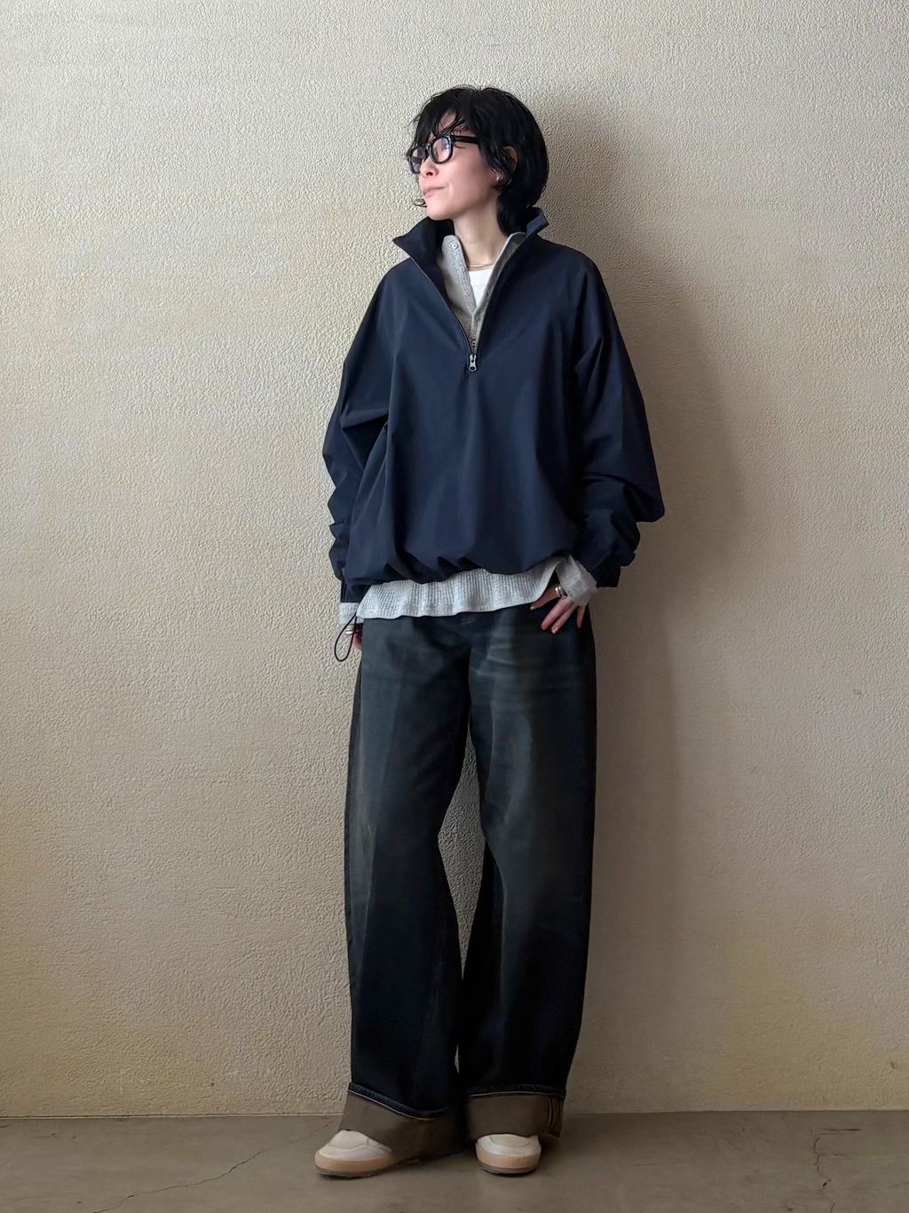 ドライナイロンハーフジップブルゾンのコーディネートスナップ（A.I