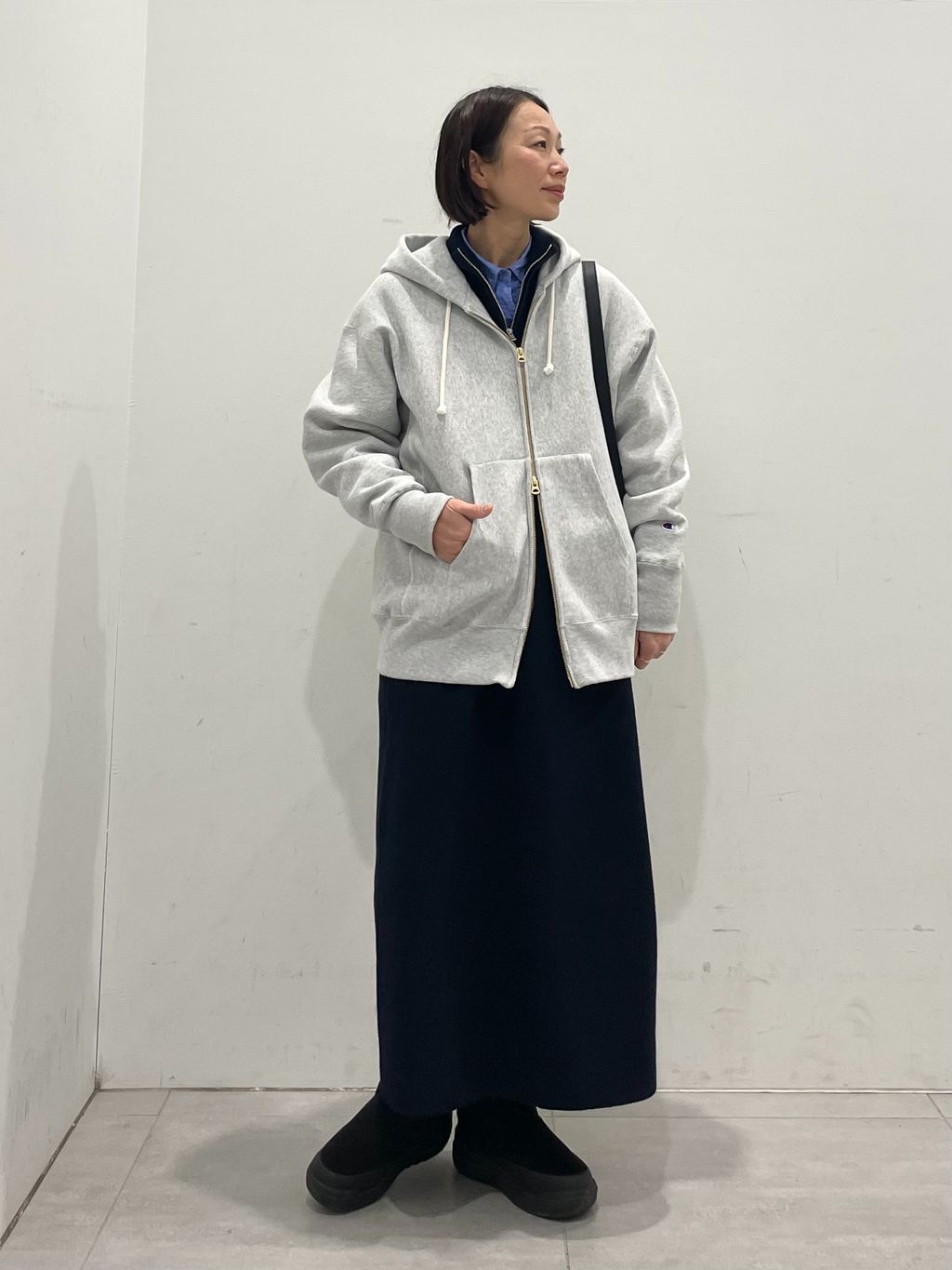 追加2》スウェットライクハーフジップワンピースのコーディネート