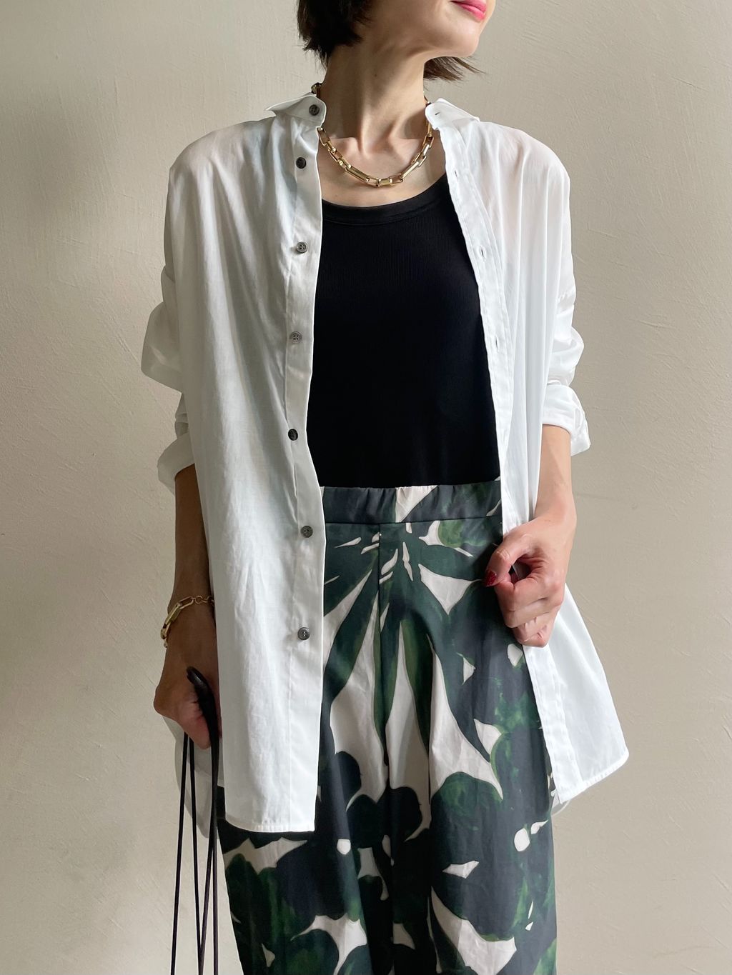Leaf print パンツのコーディネートスナップ（keity）｜VERMEIL par