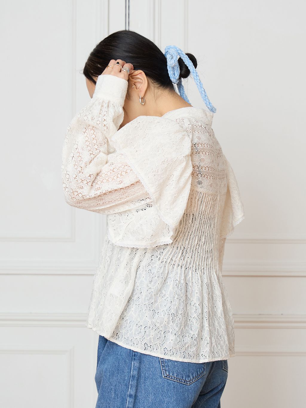 IENA LA BOUCLE レースオンレースブラウスのコーディネートスナップ